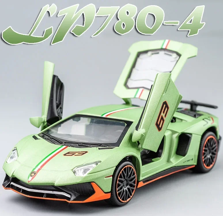 1:32 Scale LP780-4 SIAN Sports Car Toy Models Alloy Diecast Sound Light Doors Opened Pull Back Christmas Supercar Toys for Kids