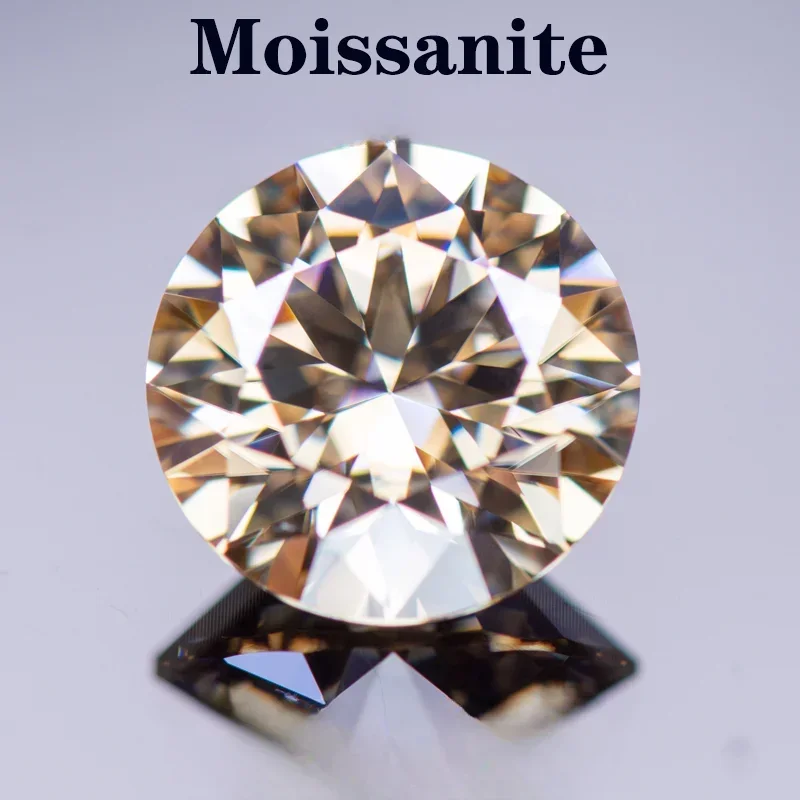 

Moissanite Stone Round Cut Natural Champagne Color Charms Gemstone DIY Ring Necklace Earrings Main Materials Certificate