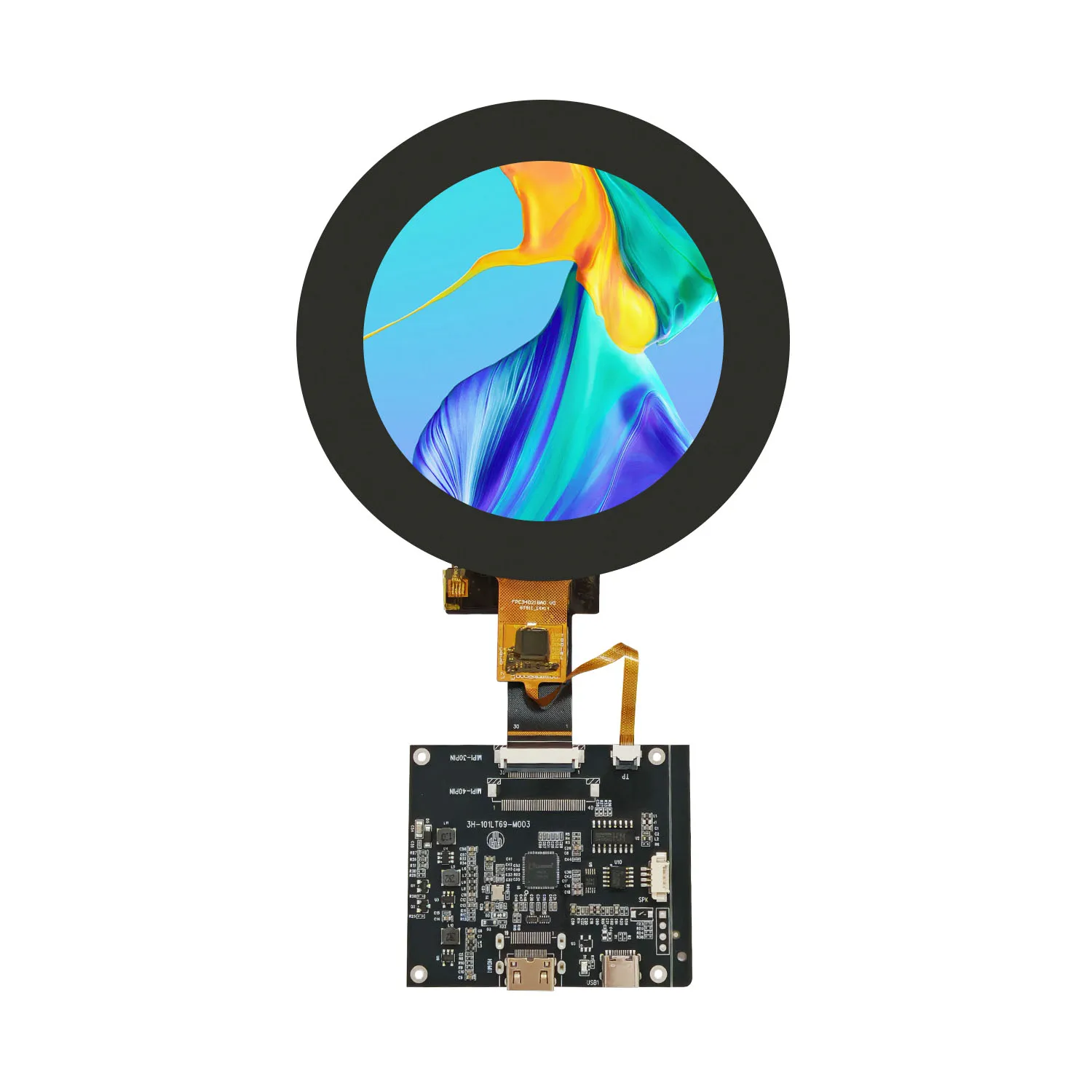 

IPS 3.4 Inch TFT LCD Display 30Pins Round Circular Screen JD9365 Drive IC 800*800 MIPI Interface With Touch Panel