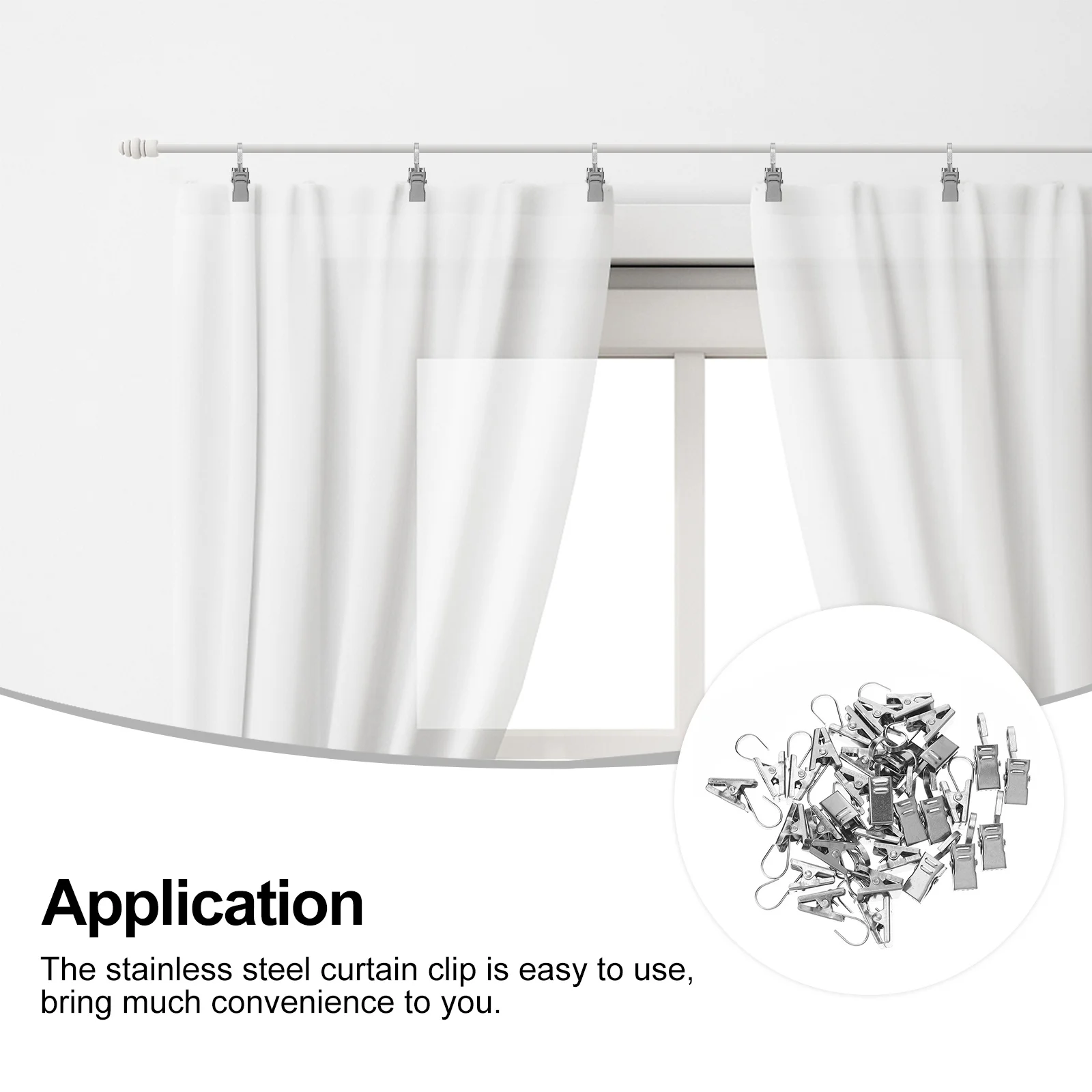 

30Pcs Stainless Steel Curtain Clips Multifunctional Shower Curtain Hooks Practical for Hanging Towels Clothes Blankets