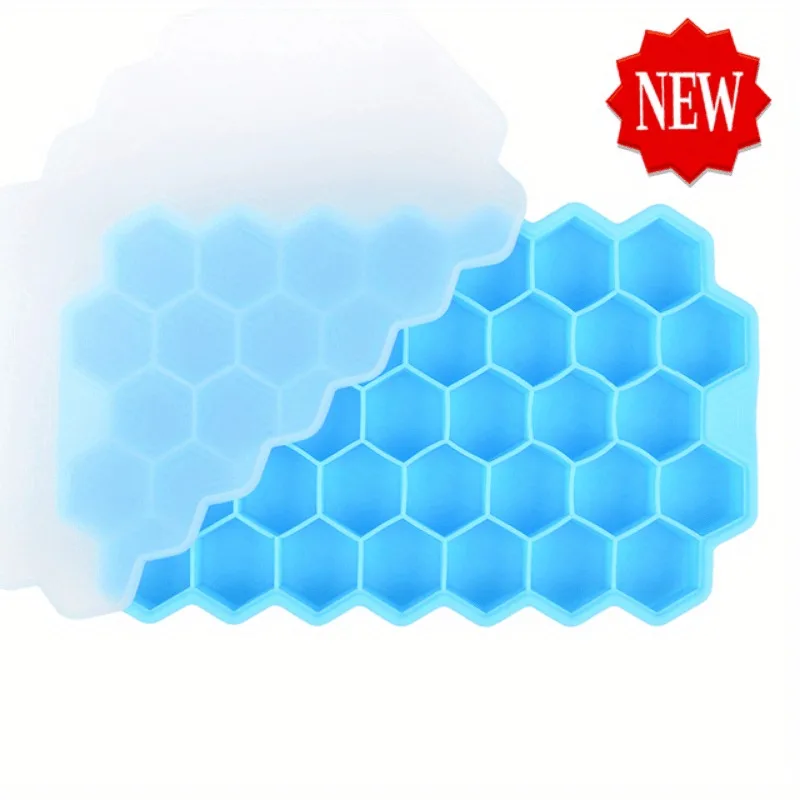 Hexagonal Silicone Ice Cube Tray - Green Honeycomb Design, Easy to Clean, Durable Ice Mold for Home Kitchen Use