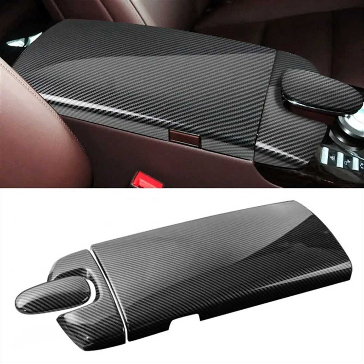 compatible-carbon-fiber-texture-center-console-armrest-box-phone-cover-pad-housing-for-s-class-w221-2007-2013