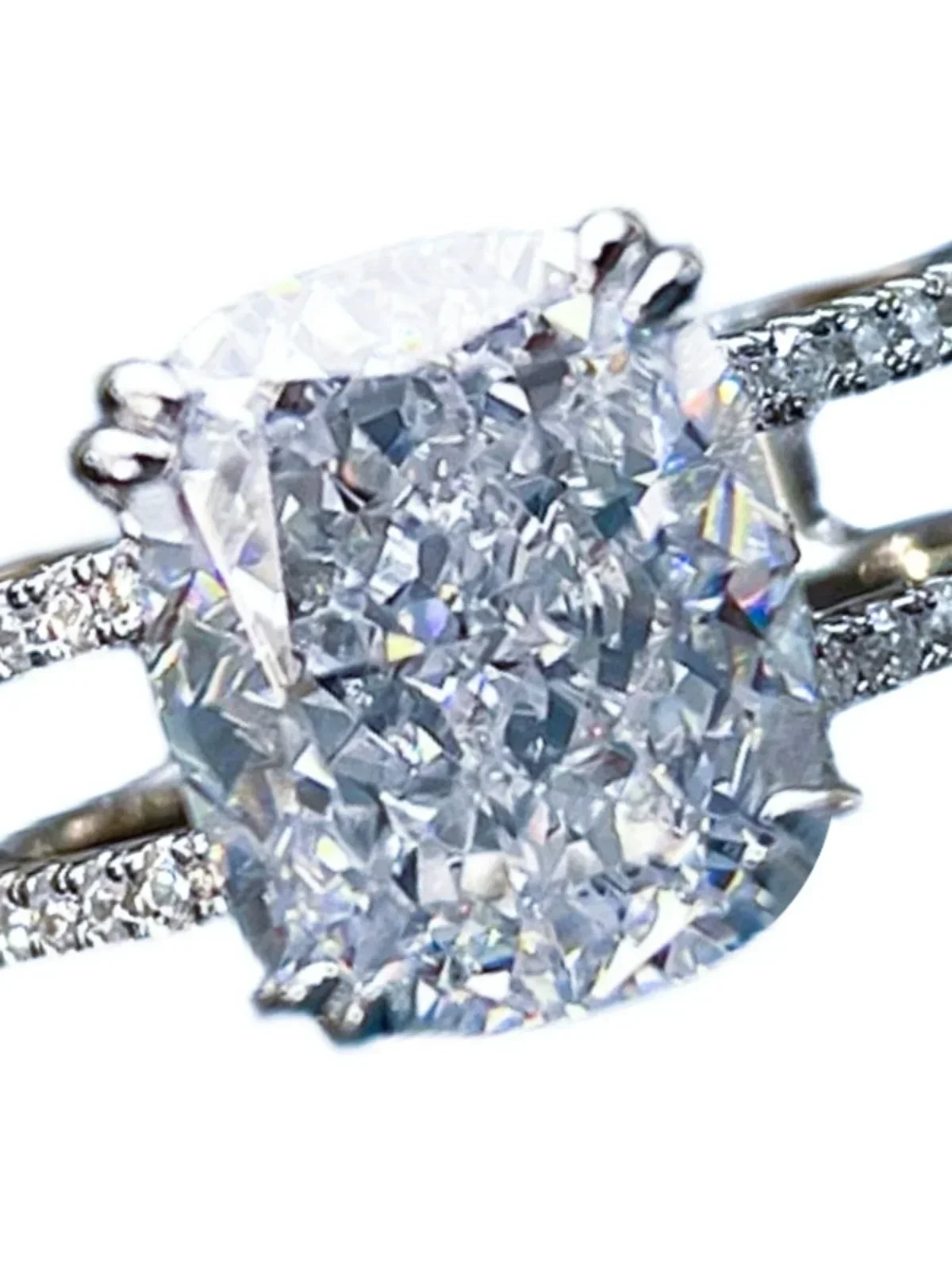 New European and American Wide Diamond Ring 925 Silver High Carbon Diamond Ring Vintage Engagement Jewelry