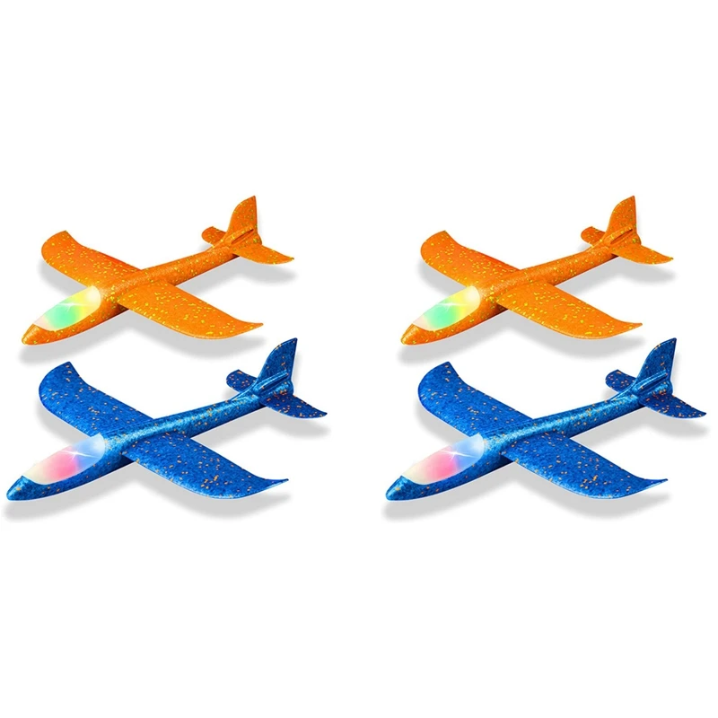 4 Pack LED Light Airplane 48CM Large Throwing Foam Plane Outdoor Sport Backyard Birthday Party Kids Optimal Gifts