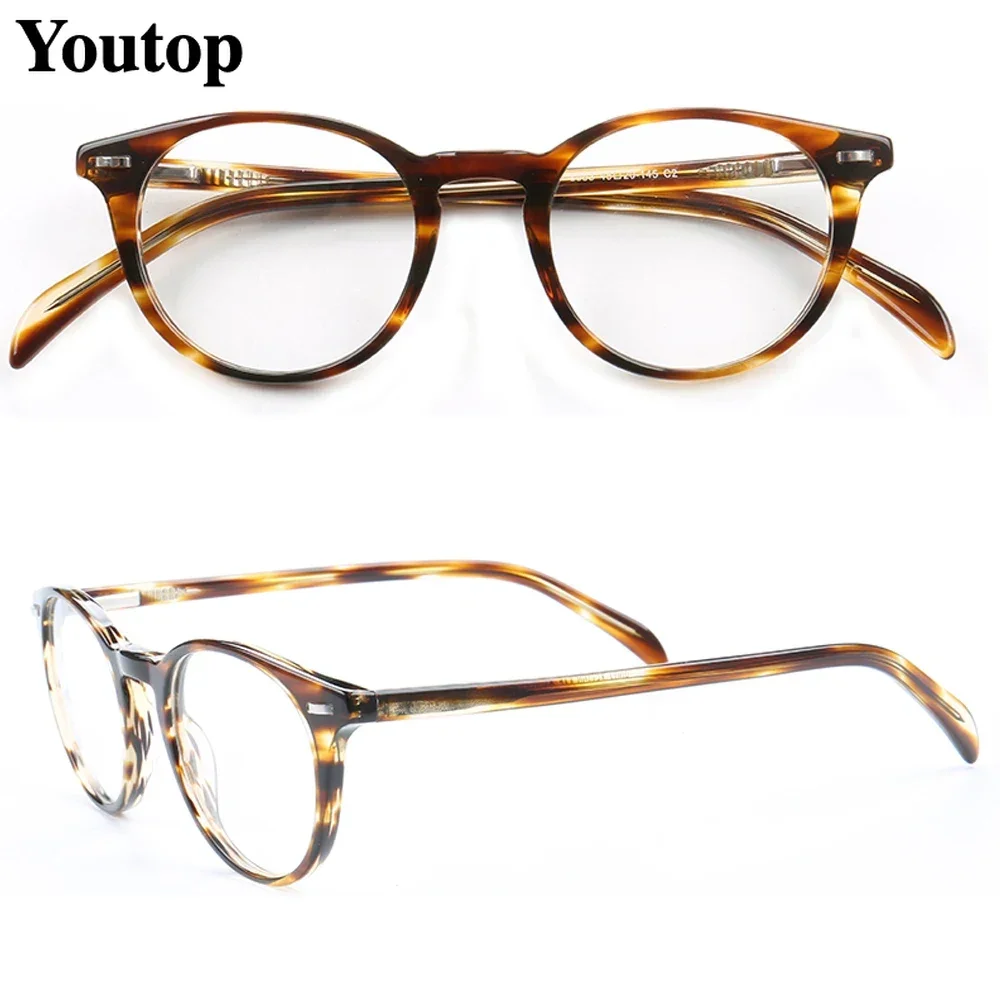 

Women Round Glasses Frames Men Classic Optical Myopia Eyeglass Frame Light Acetate Prescription Eyewear Tortoise Blue Eyeglasses