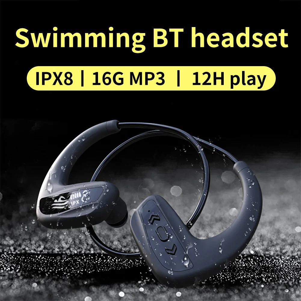 Cyboris SM608 Bone Conduction Blue-tooth Earphone Wireless IPX8 Professional Swimming Headphones MP3  16G Waterproof Headset