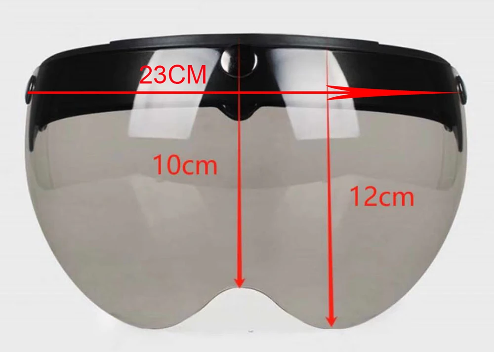 Universelles 3-Schnapp-Visier für Motorrad-Halbschalenhelme, Windschutz, hochklappbare Linse, Sonnenbrille, Halbschalenhelm-Visier, Windschutz – Detail 4