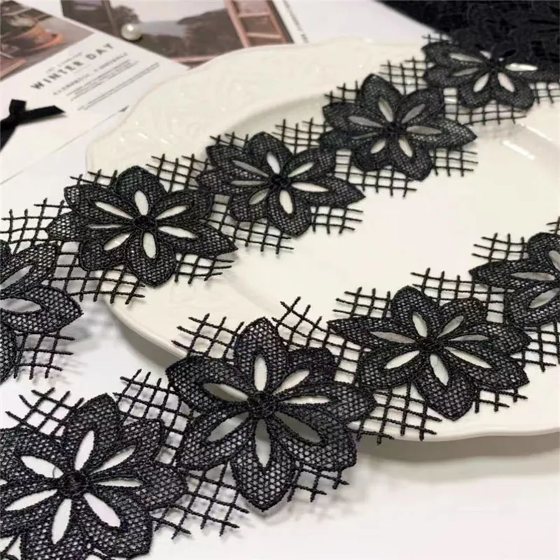 9Meters 6cm Width Shiny Red Black Hollow Flower  Venise Diy Venice Lace Clothing Accessories Of Various Garment,Bra.Skirt