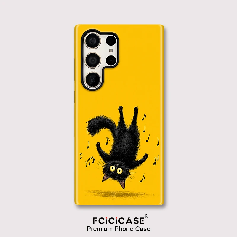 Fcicicase Funny Cute Cat Print Phone Case For Samsung Galaxy S26 Edge A16 S23 A36 S25 Plus S24 Ultra A56 Acrylic Anti-Drop Shell