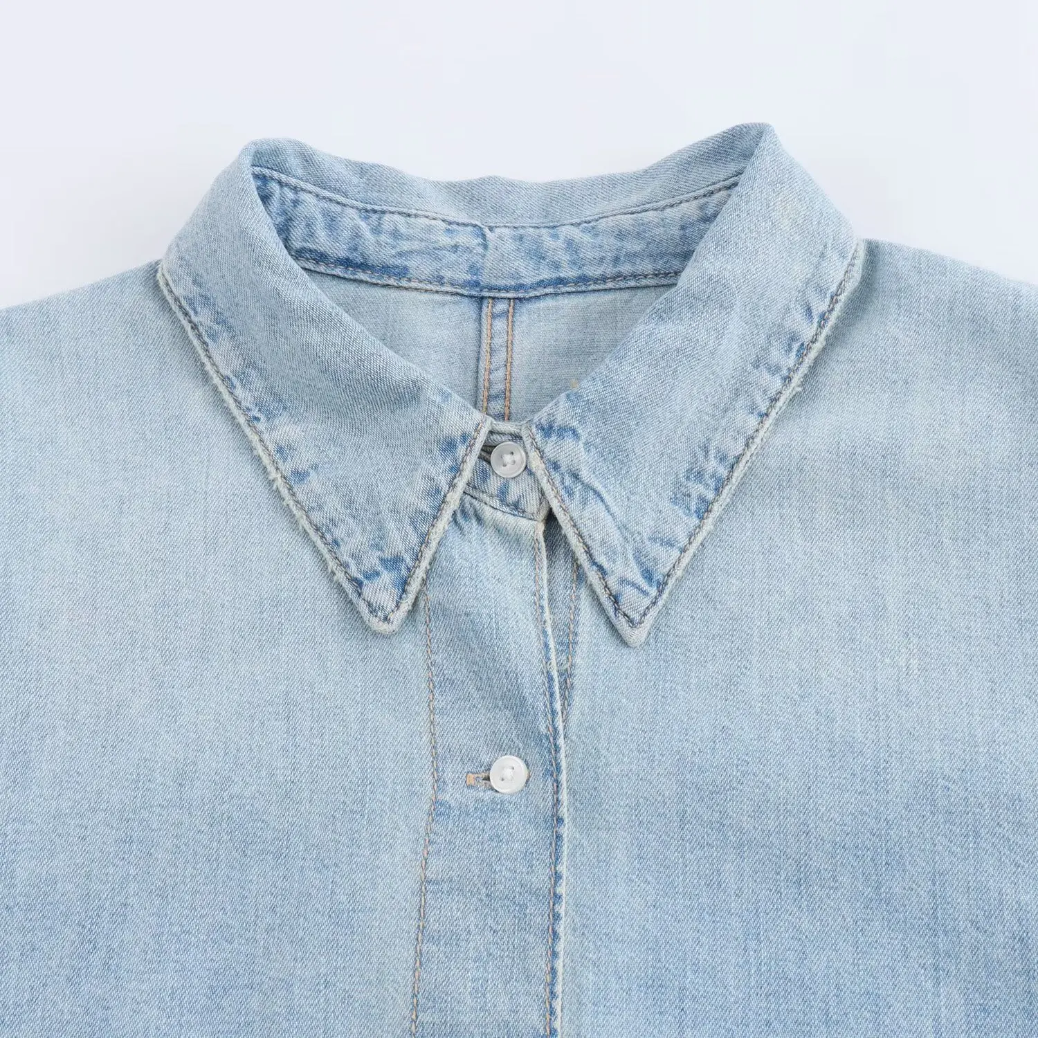 Camicia oversize in Denim TRAF camicie Casual a maniche lunghe da donna per camicie e camicette estive da donna abbottonate con colletto da donna