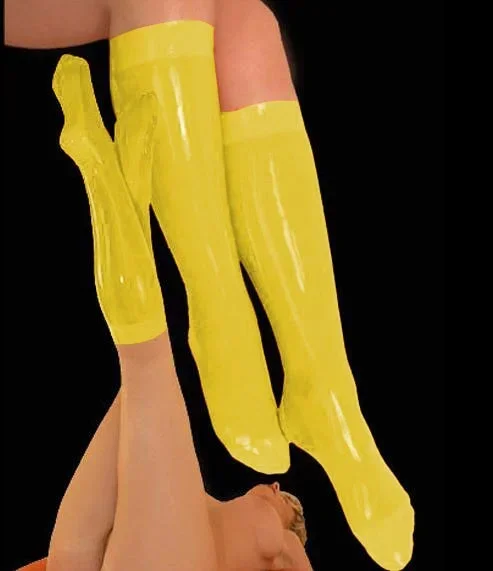اللاتكس النقي Gummi المطاط بسيط أصفر الكاحل جورب قصير تأثيري موحدة حفلة تنكرية حجم S-XXXL