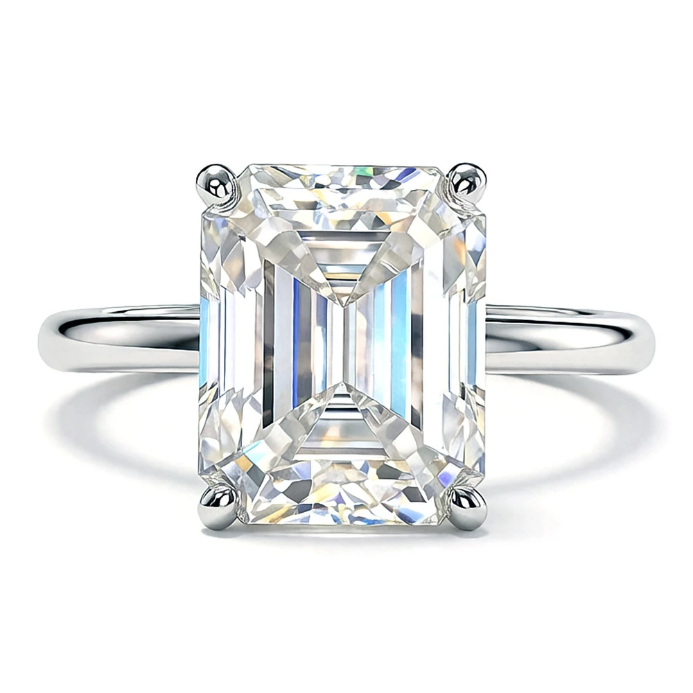 Luxury 4ct Moissanite Ring S925 Sterling Silver Plated with 18K Gold Wedding Rings for Woman Anniversary Party Jewelry Gift