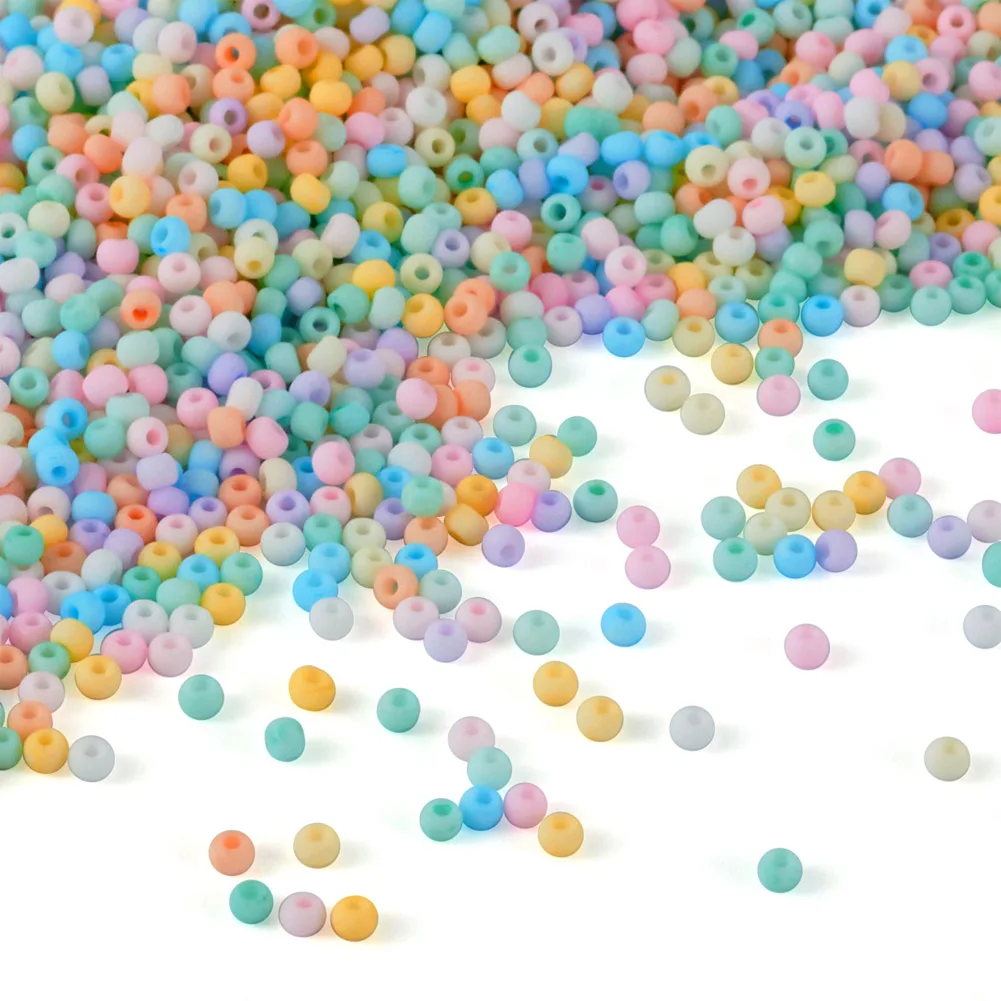 100g Opaque Glass Seed Beads 12/0 8/0 6/0 Frosted Color Round Tiny Glass Bead for Bracelet Necklace DIY Jewelry Making Supplies