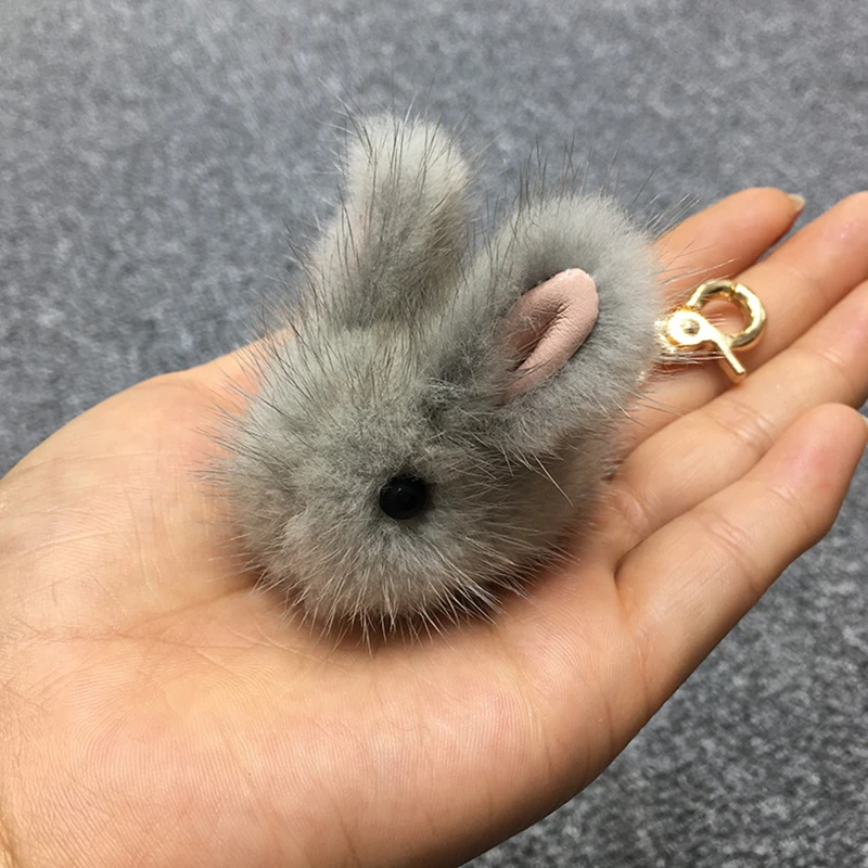 Portachiavi in peluche Kawaii di alta qualità da 5CM carino pelliccia di visone Angora coniglio a pelo lungo ciondolo morbido borsa portachiavi per auto giocattolo