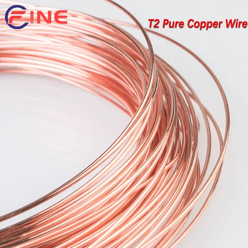 

T2 99.9% Pure Copper Wire Coil Conductive Red Copper Bare Line Superfine Copper Wire diameter 0.2-3mm