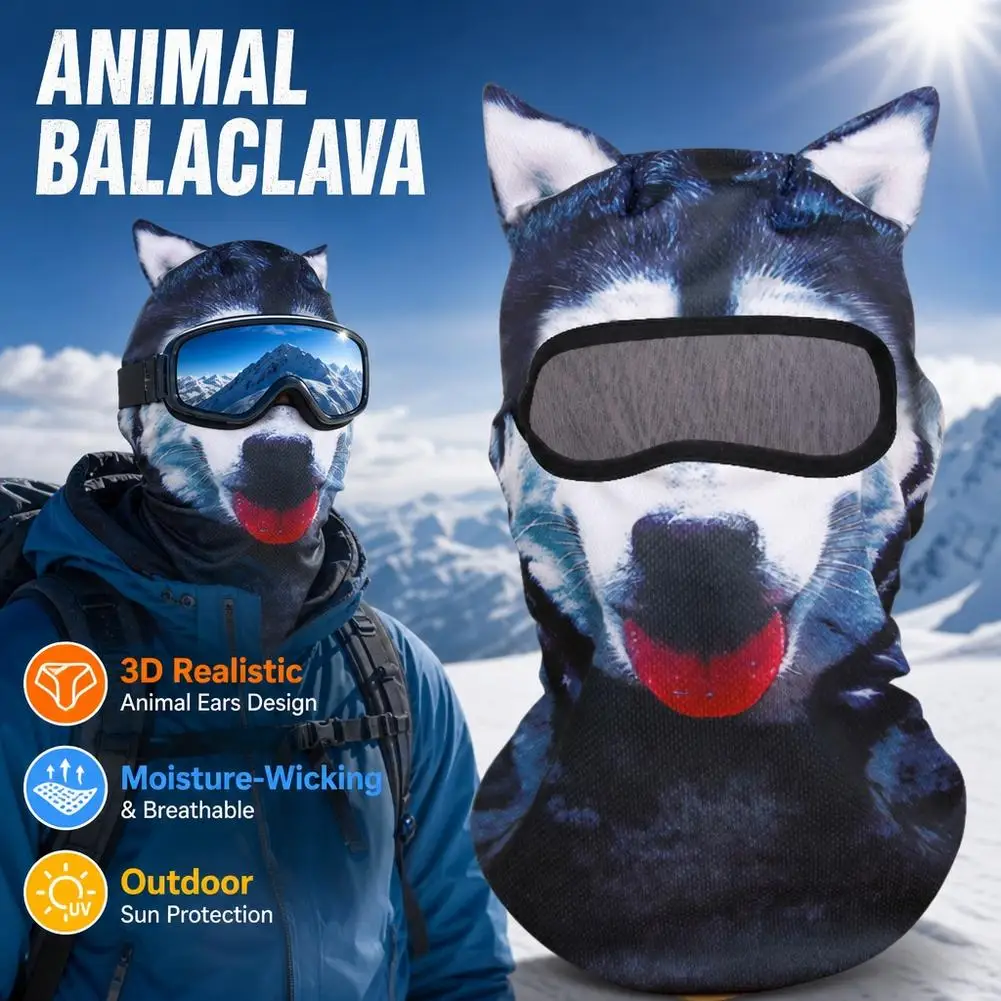 Funny 3D Cat Print Balaclava Hat Breathable Lightweight Full Face Cover Mask for Ski Motorcycle Cycling Outdoor Activities