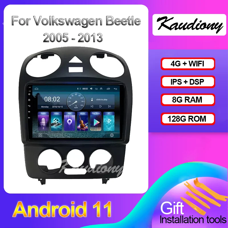 

Kaudiony Android 11 8+128GB For VW Volkswagen Beetle Car Multimedia Player GPS Navigation Auto Radio Automotivo 4G DSP 2005-2013