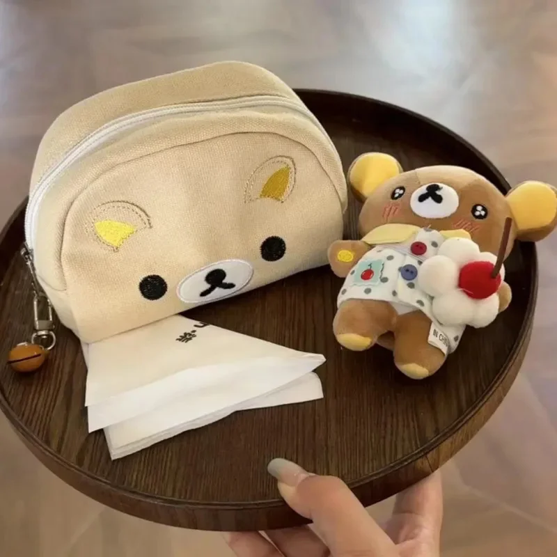 

Y2K Rilakkuma Wallet Crossbody Bag Embroidery Kawaii Sweet Velvet Retro Zipper Girl Shoulder Waist High Capacity Storage Bag New