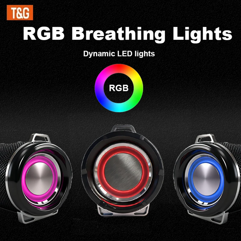 TG192 2400mAh Hochleistungs-LED Tragbarer Kabelloser Lautsprecher, Kompatibel mit USB/TF/FM, mit Eingebautem Mikrofon. – Detail 6