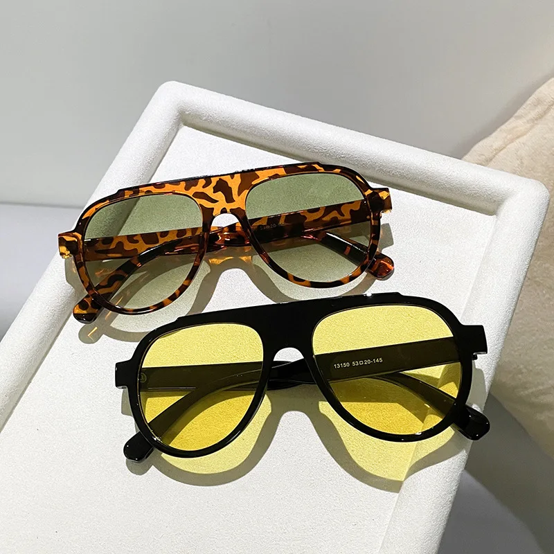 SHAUNA Fashion Oversized Pilot Men Sunglasses Retro Gradient Shades UV400 Men Trending Yellow Blue Sun Glasses image 3