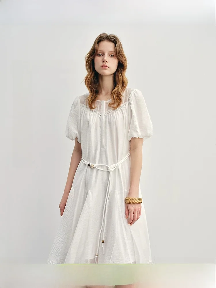 

Romantic Large Size Women's Dr Hollow out Simple Sle Summer Faion Slimming Waist Design Single Piece Casual Wear