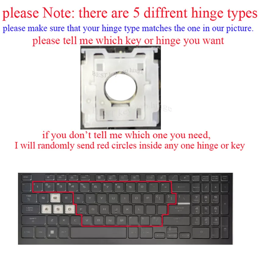 Single Keyboard Key hinge Rubber For Asus TUF Gaming A15 F15 FA507 FX517 FA507R FX507 FA607 FX607 FX617 FX707 FX507R keycap image 2