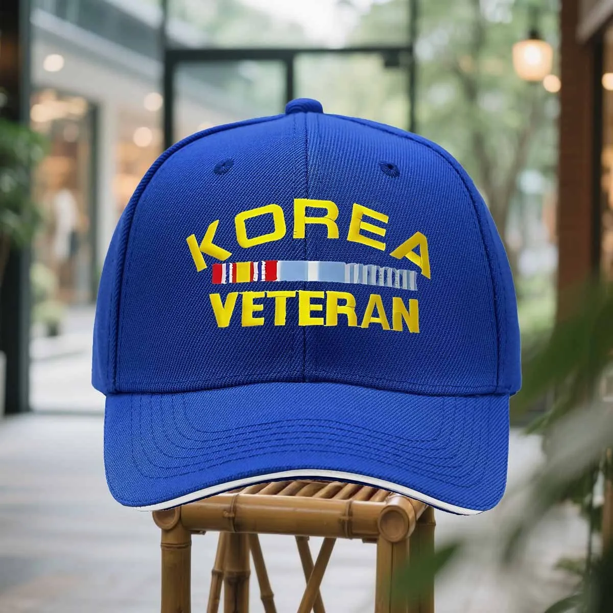 VTG WWII Korea Veteran USA Military Snapback Hat Navy Blue Patch Outdoors Hat