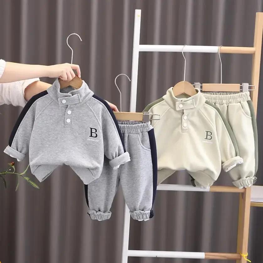 Jongens Designer Sweatshirt Sets Koreaanse Stijl Monogram Opstaande Kraag Casual Hoodies + Broek Peuter Outfits Kinderen Kinderkleding
