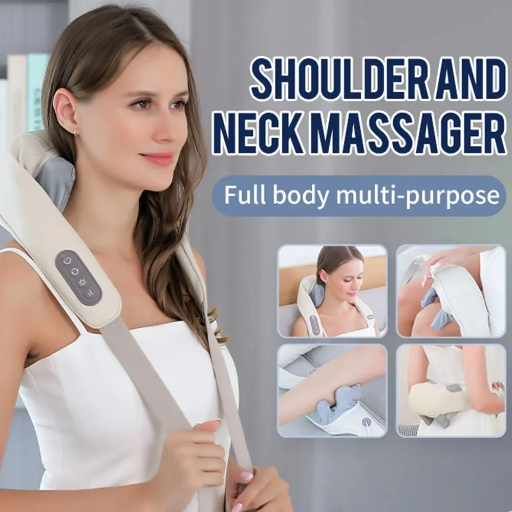 Neck and Shoulder Massager,Shiatsu Back Massager with Heat, Wireless Deep Kneading Massage for Neck, Back, Shoulder, Leg,