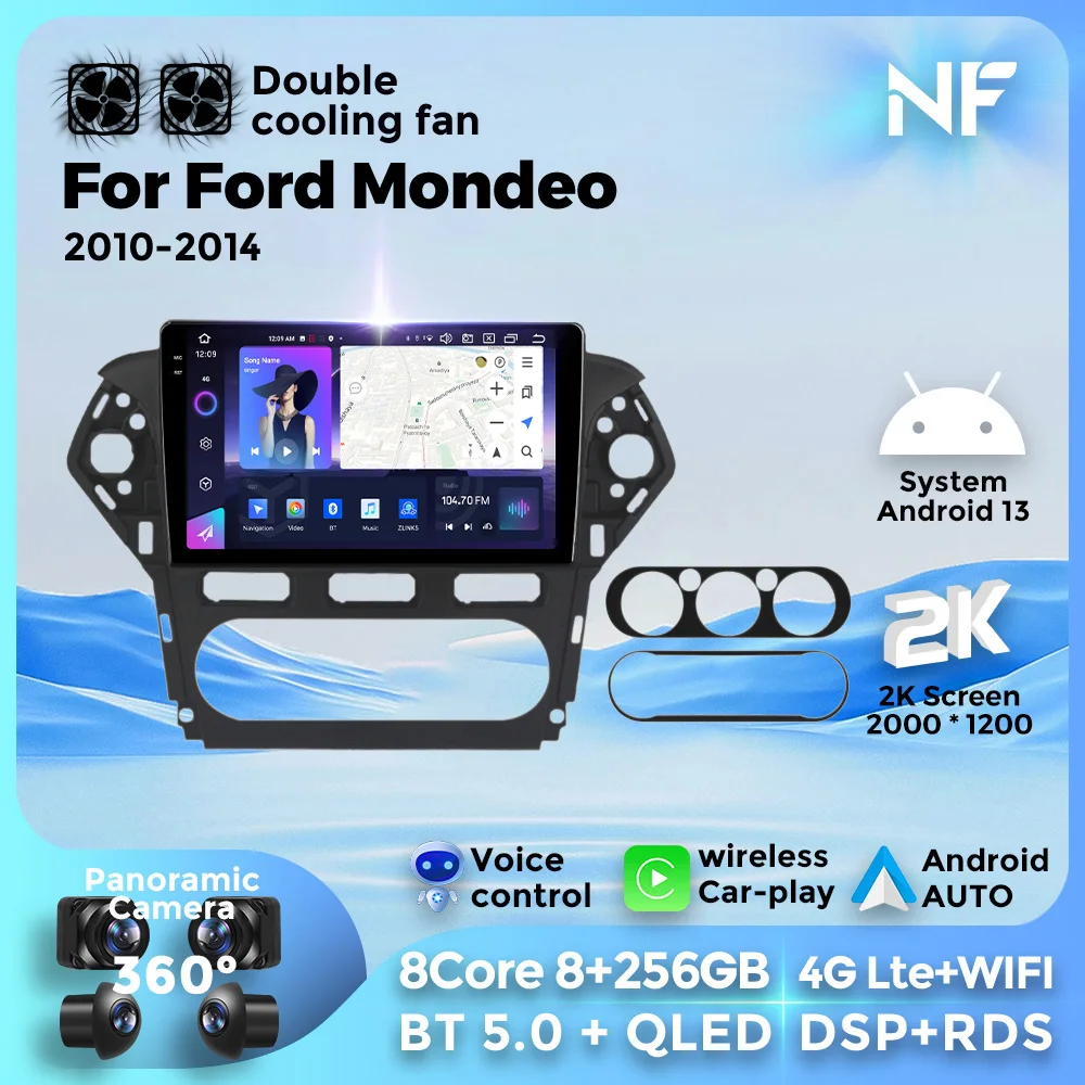 

Android 13 Car Radio for Ford Mondeo 4 Mk4 2010-2014 Multimedia Video Player Stereo BT for Carplay Auto 8 Core 4G WIFI GPS DSP