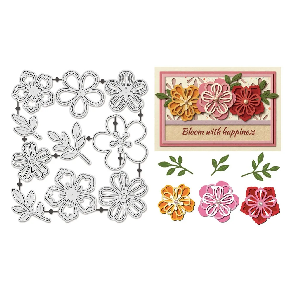 Blumenmuster Kohlenstoffstahl-Stanzformen Schablonen für DIY Scrapbooking Fotoalbum Dekorative Prägung Papierkarten Blumen