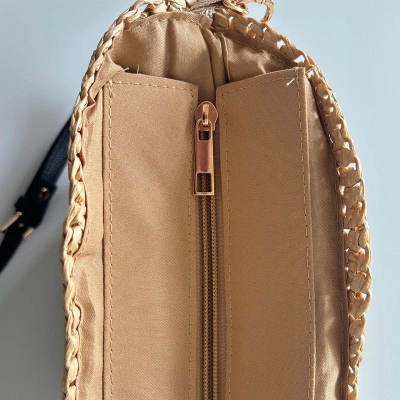 Bohemian Small Beach Straw Bags For Women Luxury Designer Handbag Purses 2026 New In Papyrus Woven Chain Strap Underarm Shoulder