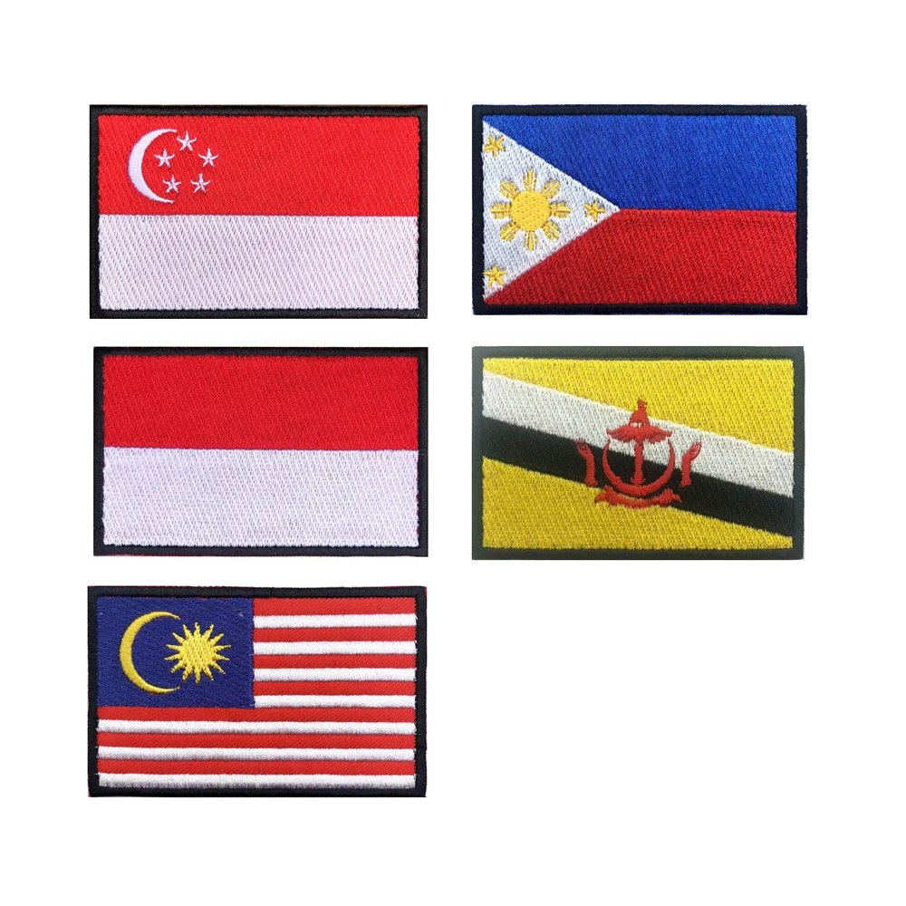 Embroidery In Indonesia - Singapore Indonesia Malaysia Philippines Brunei Flag