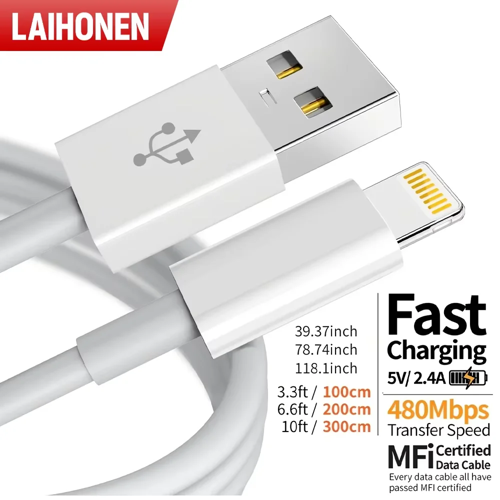 Quality USB Charger Cable for iPhone 14 8 7 6S Plus 13 12 Pro XS Max XR SE Fast Charging Cord Data Sync Line 1m 2m 3m