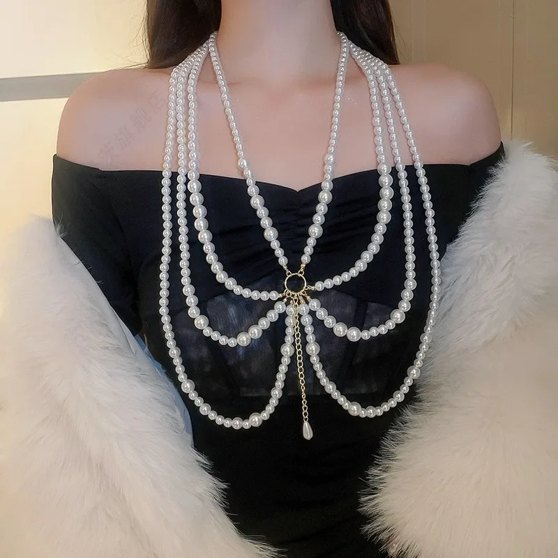 Adjustable Multi Layer Tassel Waist Chain Faux Pearl Beach Bikini Body Chain for Women Boho Versatile Premium Quality