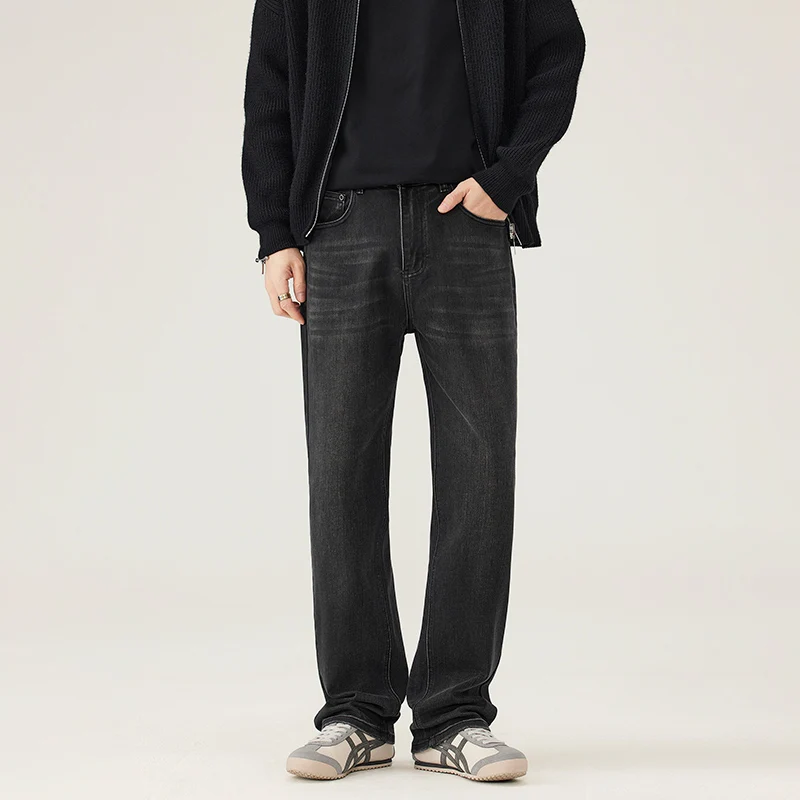 Casual Loose American Sle Men's Jeans Faionable All-Match Straight Leg Long Pants Wear Resistant Daily Wear