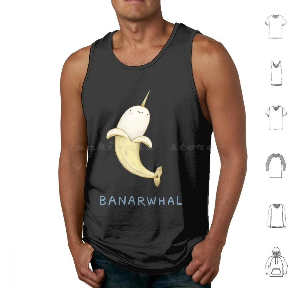 Banarwhal Tank Tops Print Cotton Banarwhal Banana Narwhal Narwhals Cute Fruit Smile Happy Sea Fish Unicorn Mermaid