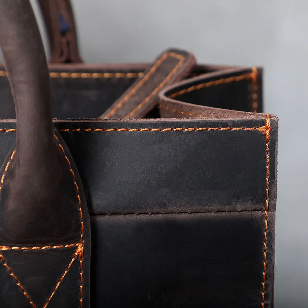 S.WORKER Echtleder-Aktentasche für Herren | Vintage-Bürohandtasche aus Vollnarbenleder für Laptops – Detail 18