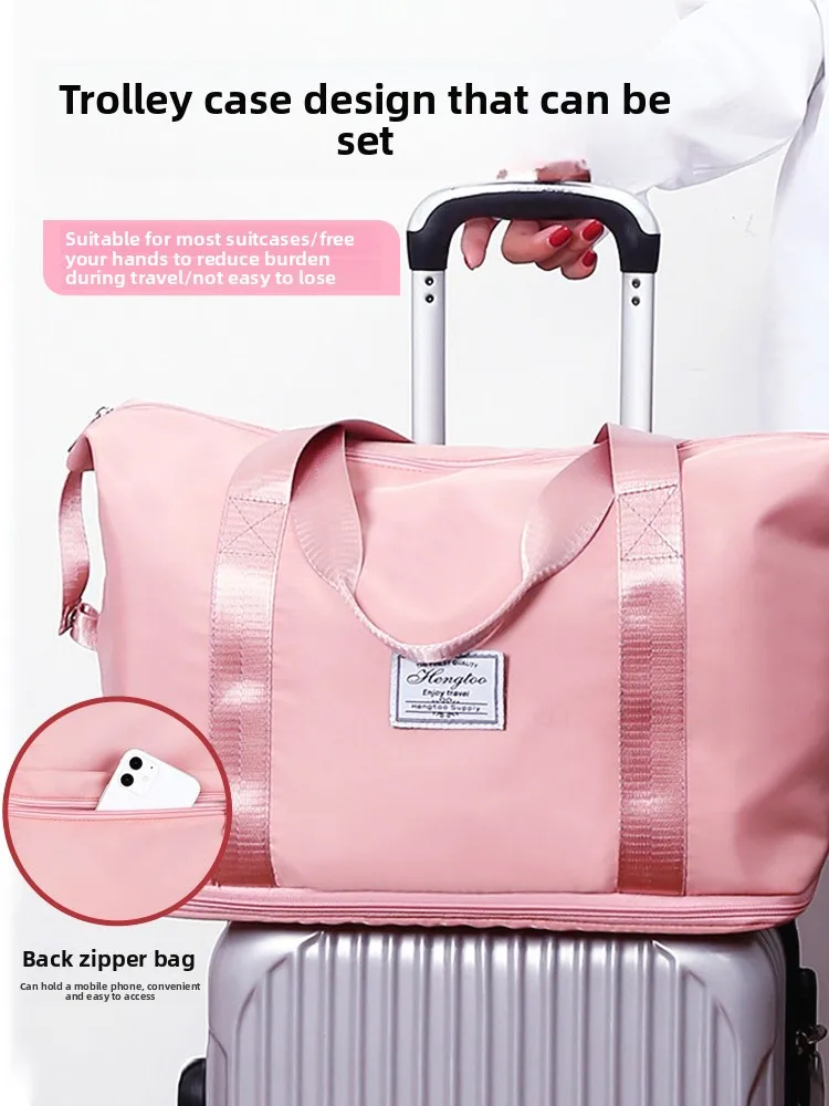 

Large Capaci Expandable Thiened Lage Bag Travel Bag with Pull for Men And Women Students Storage Handbag