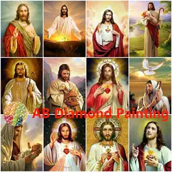 AB Diamond Painting Jesus Christ New 2023 Diamond Mosaic Religion Cross Stitch Kit Icon Full Square Portrait Wall Art