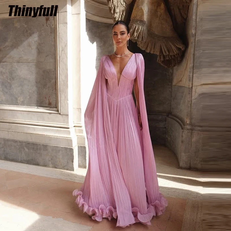 

Thinyfull A-line Prom Dress 2026 Sleeveless Deep V-neck Shiny Satin Long Gown Evening Party Dress Robe De Soirée Customized