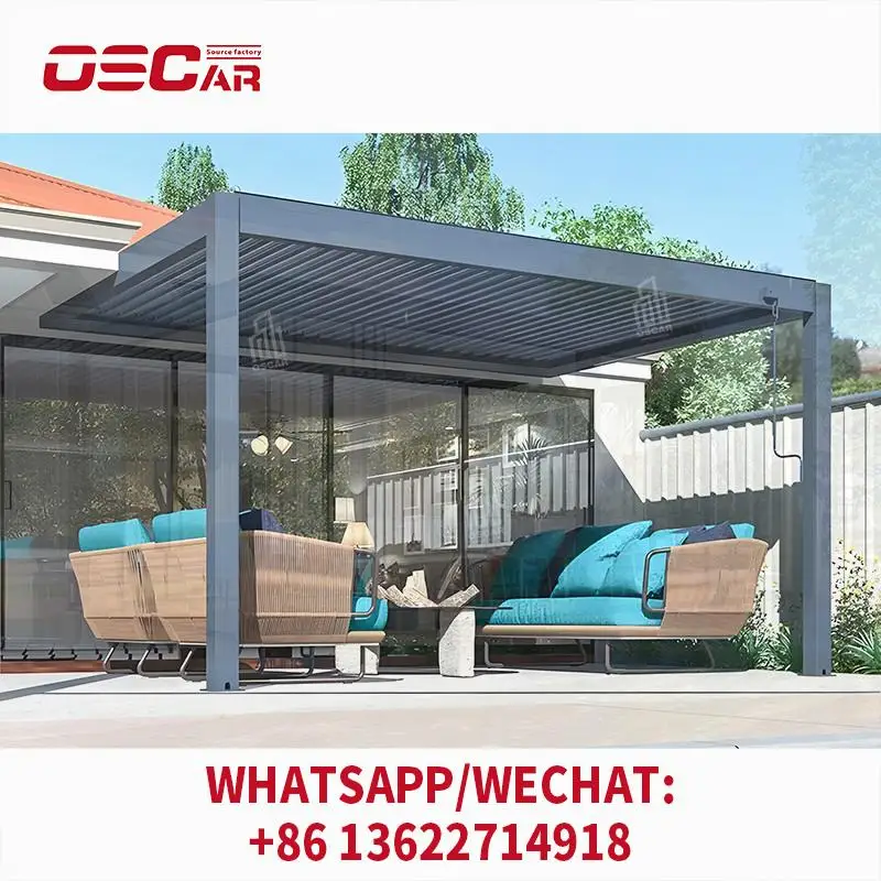 

Waterproof Sunshade Louver Roof Cover System Aluminum Prefabricated Pergolas for Garden Backyard Patio pergolas
