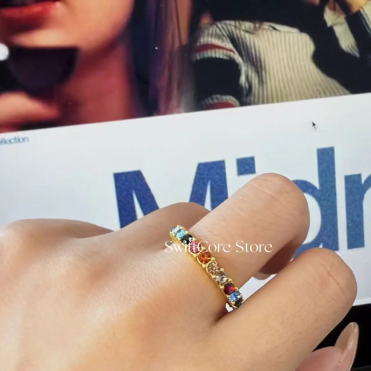 رومانسية تايلور سويفت منتصف الليل مرصع بالجواهر خاتم النساء الفتيات التقزح اللوني خواتم هدية عيد الحب نعمة المجوهرات #3