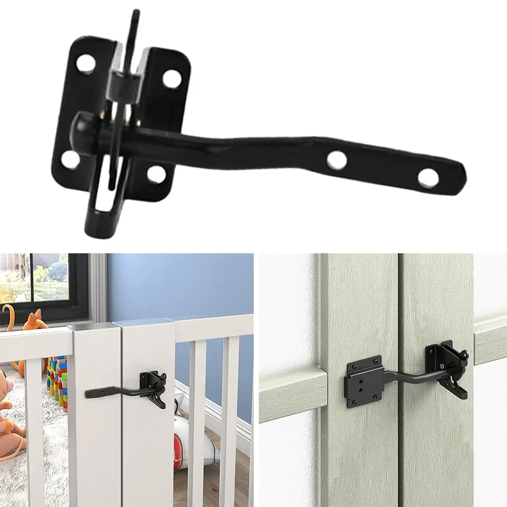 144mm Gate Catch Fence Latch Lock Bolt Self Locking Gate Catch Weather Protection Auto Door Latches Black Door Lock Buckle