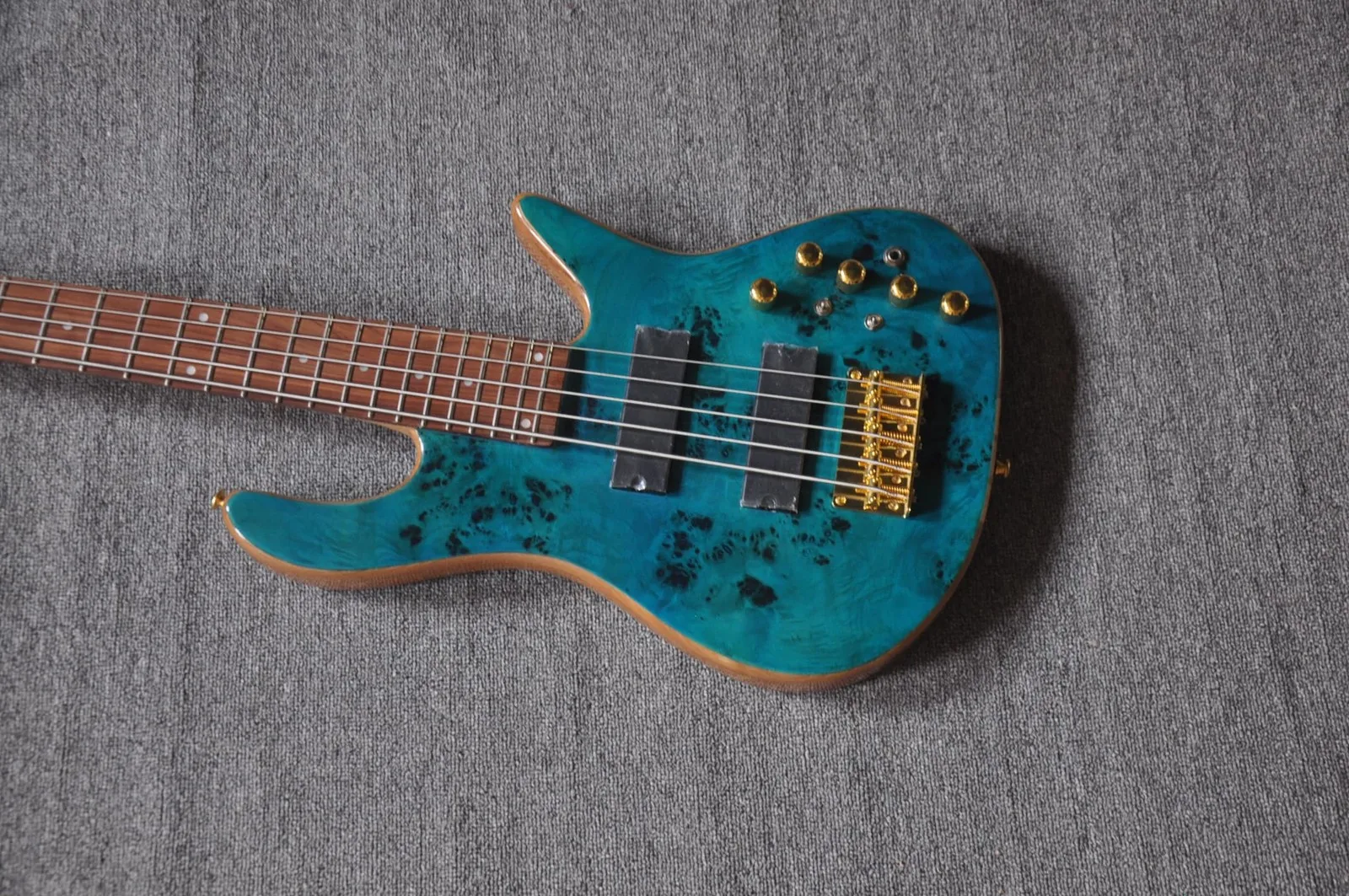 Custom Blue Burst 5 String Electric Bass Guitar Neck Through Body Rosewood Fretboard Custom Design