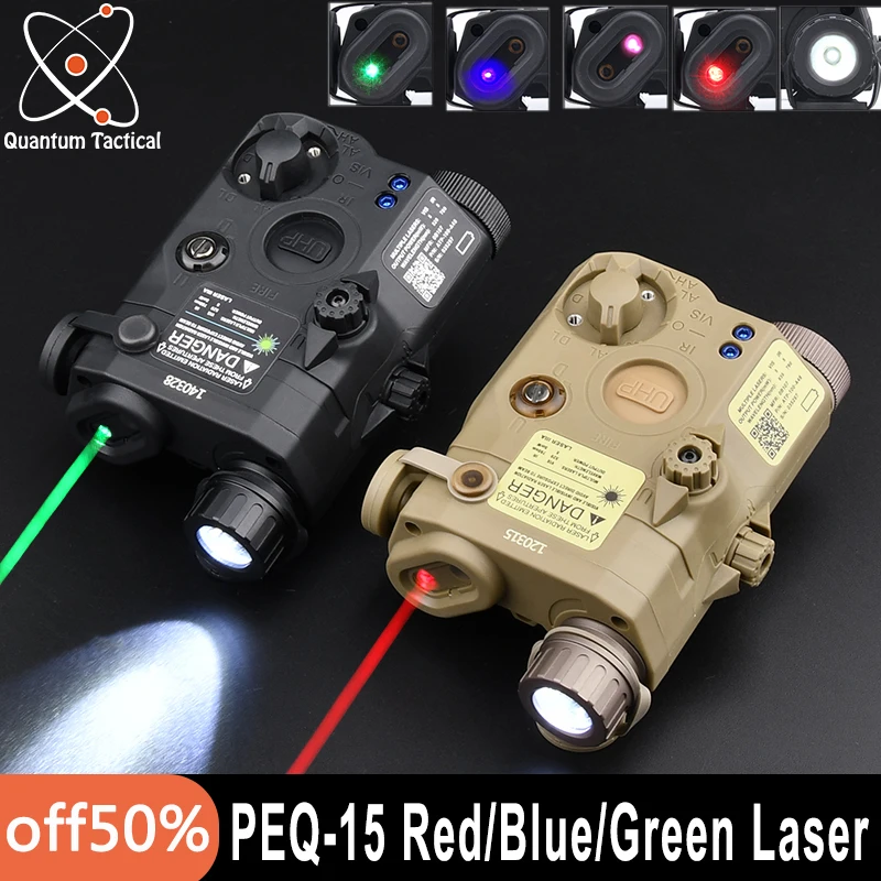 WADSN Airsoft AN/VHP PEQ-15 Airsoft Red Green Blue Dot Laser PEQ15 LED Tactical Flashlight IR Night Vision Hunting Weapon Light