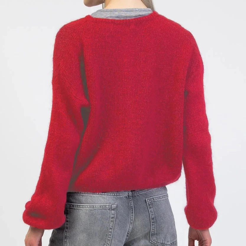 เสื้อคาร์ดิแกนคริสต์มาสสำหรับผู้หญิง แขนยาว คอวี ติดกระดุม ปักลายซานตาคลอสด้วยเลื่อม เสื้อแจ็คเก็ตถัก