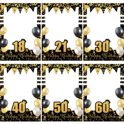 30th 40th 50th 60th Birthday Party Photo Booth Frame Props Black Gold Birthday Party Decor 18 30 40 50 60 Year Birthday Supplies
