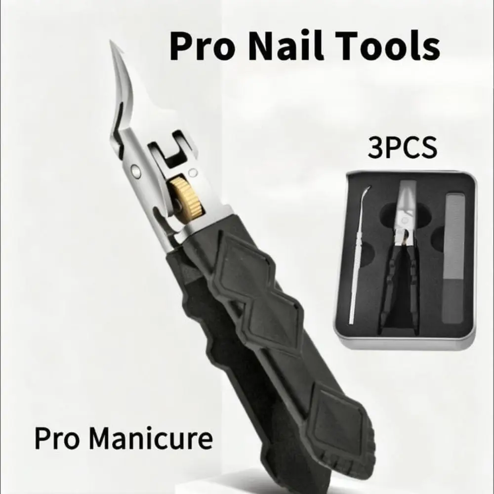 3Pcs/Set Anti-Slip Grip Nail Clipper Set Ultra-Sharp Tips Nail Tools Eagle Beak Angled Nail Clippers Precise Access Nail file