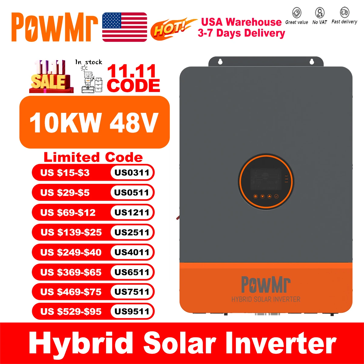 

PowMr разделенный фаз MPPT солнечный инвертор 10 кВт номинальная мощность 120/240 В переменного тока выход 48 В литиевая батарея двойной трекер MPPT зарядное устройство 200 А
